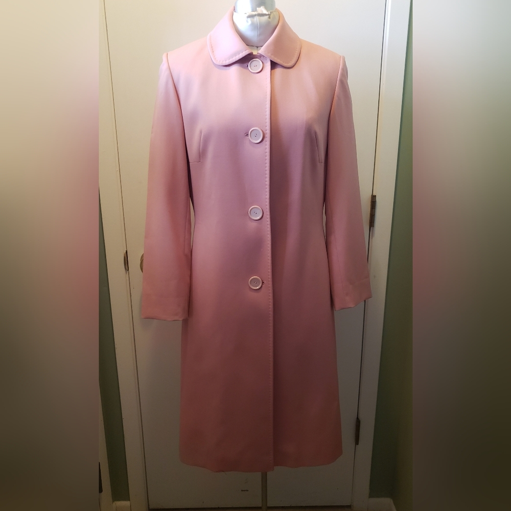 Cinzia Rocca Rose Pink Single Breasted Wool Coat. Size 6